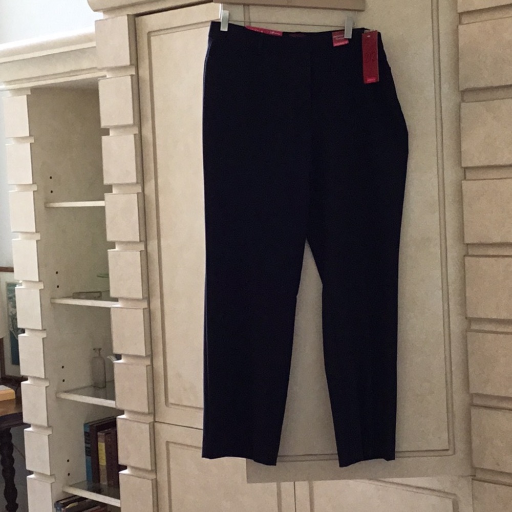 Natural fit, straight leg pants.
